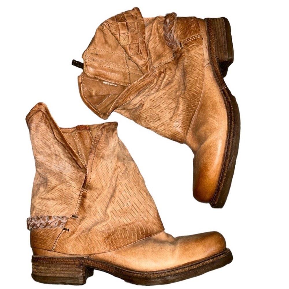AS 98 Springer Slouchy Tan Leather Ankle Boot Size 40/ US Women’s 9 - Picture 11 of 16